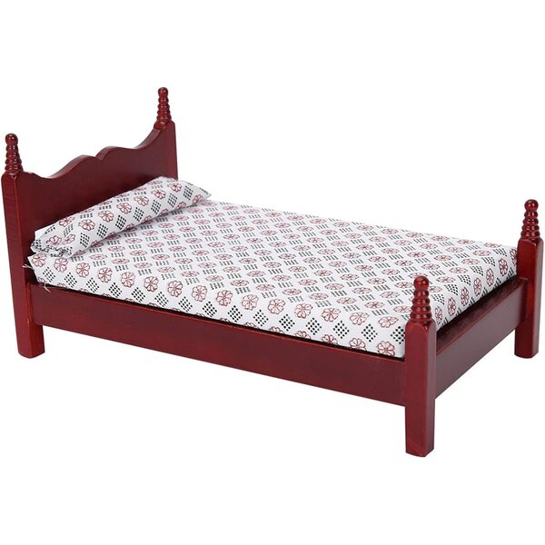 EMUKOEP Mini Letto Singolo in Legno per Bambole 1:12 con Materasso e Cuscini