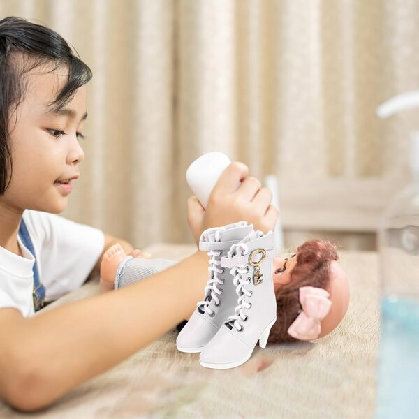 Abaodam weiße Miniaturschuhe mit hohen Absätzen für elegante und schicke 60-cm-Puppen
