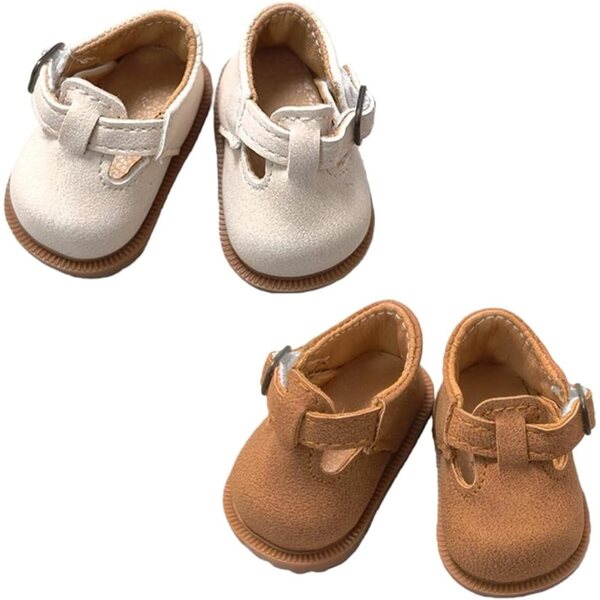 Niannyyhouse BJD 1/6 1/8 Puppenschuhe, 2 Paar, 4,9 cm, Beige und Braun