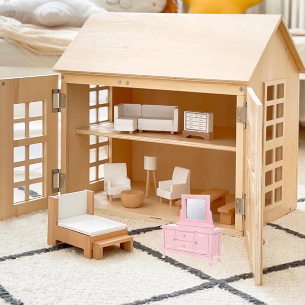 Cassettiera mini in legno per casa delle bambole, toletta compatta resistente WEKAMOS