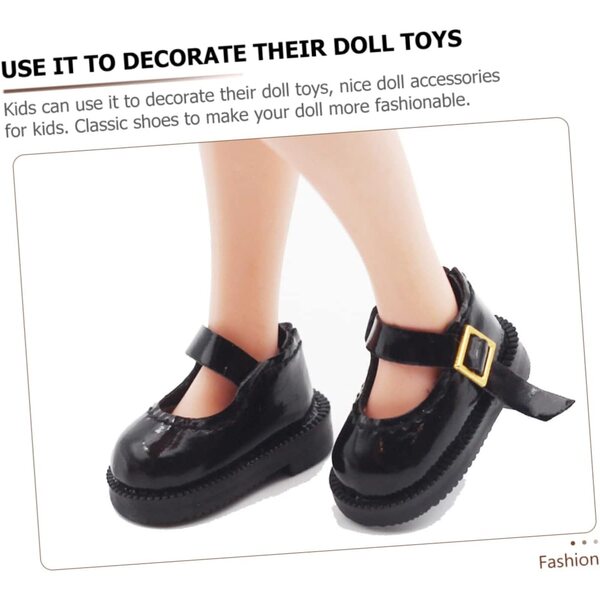 Abaodam Mini Scarpe Nere in Tessuto per Bambola 3,2 cm Accessori Decorativi Fatti a Mano