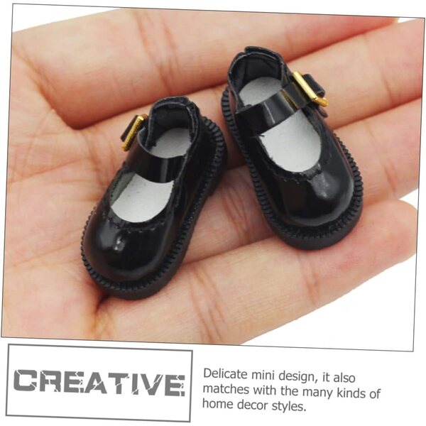 Abaodam Mini Scarpe Nere in Tessuto per Bambola 3,2 cm Accessori Decorativi Fatti a Mano