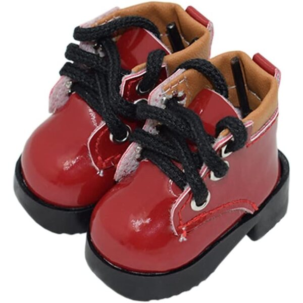 Lederschuhe mit Absatz für 15-cm-Puppe, elegantes Rot, Modeaccessoires