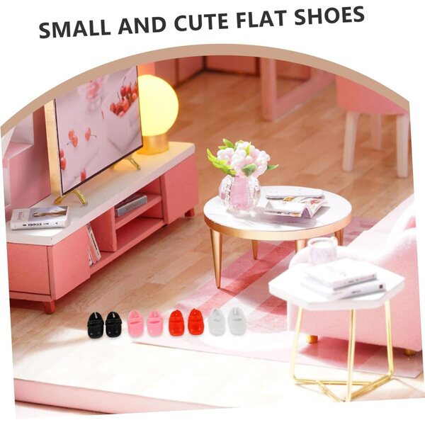 8 Paar flache Miniaturschuhe für Puppen, farbenfrohe und widerstandsfähige Accessoires