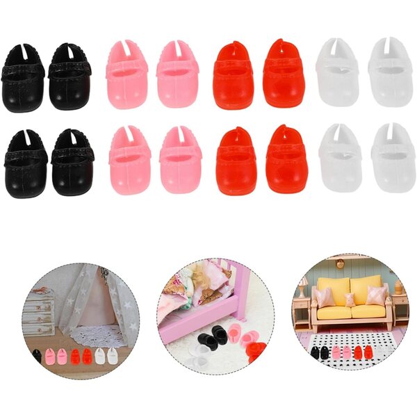 8 Paar flache Miniaturschuhe für Puppen, farbenfrohe und widerstandsfähige Accessoires