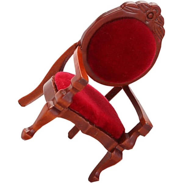 HEMOTON Mini Sedia Retrò in Legno per Casa delle Bambole Scala 1:12