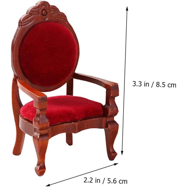 HEMOTON Mini Sedia Retrò in Legno per Casa delle Bambole Scala 1:12