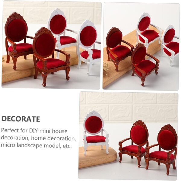 HEMOTON Mini Sedia Retrò in Legno per Casa delle Bambole Scala 1:12