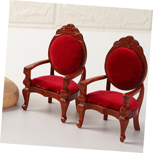 HEMOTON Mini Sedia Retrò in Legno per Casa delle Bambole Scala 1:12