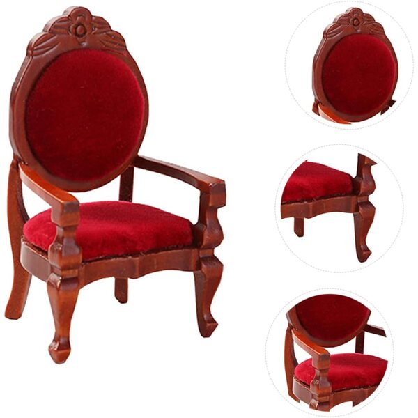 HEMOTON Mini Sedia Retrò in Legno per Casa delle Bambole Scala 1:12