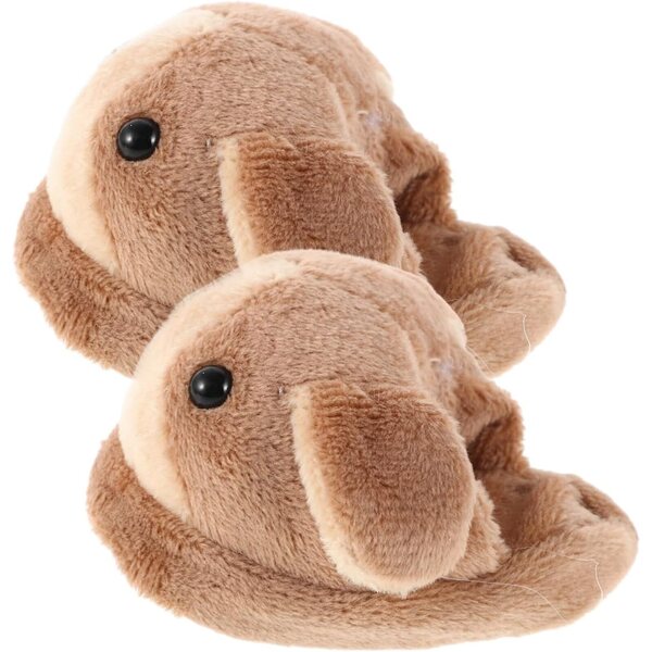 Plüschhausschuhe mit Tiermotiv für 18-cm-Puppen – hellbraune Winterschuhe