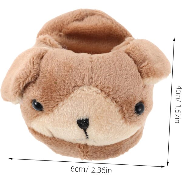 Plüschhausschuhe mit Tiermotiv für 18-cm-Puppen – hellbraune Winterschuhe