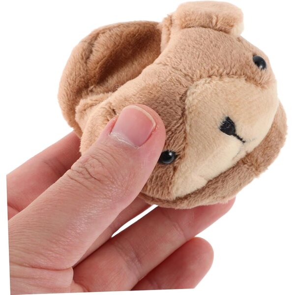 Plüschhausschuhe mit Tiermotiv für 18-cm-Puppen – hellbraune Winterschuhe