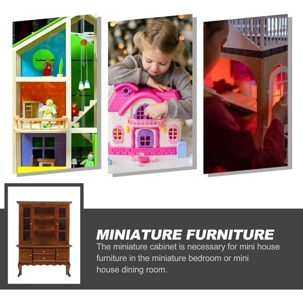 Puppenhaus-Miniatur-Holzschrank 17,4 x 12,7 x 4,1 cm HEALSOPTHY