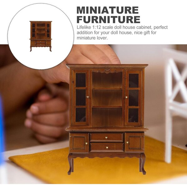 Puppenhaus-Miniatur-Holzschrank 17,4 x 12,7 x 4,1 cm HEALSOPTHY