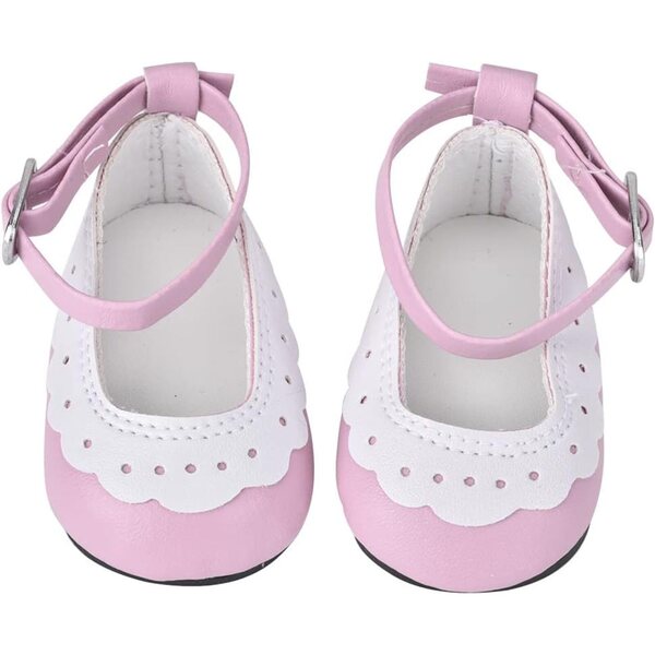 Kunstlederschuhe mit Spitze für 18-Zoll-Puppen, verstellbare Träger, 3 Farben