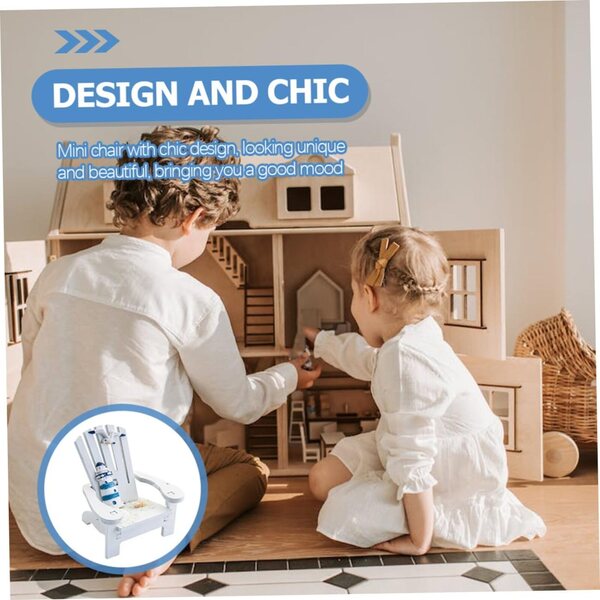 YARNOW Set 2 Mini Sedie da Spiaggia in Legno Bianco, Decorazioni Nautiche per Casa e Ufficio