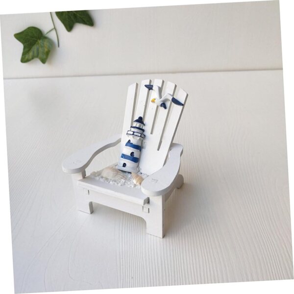 YARNOW Set 2 Mini Sedie da Spiaggia in Legno Bianco, Decorazioni Nautiche per Casa e Ufficio