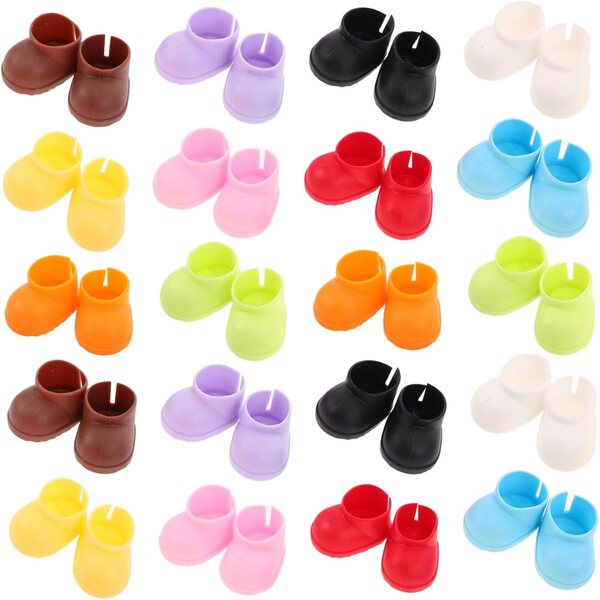 WOONEKY 20 Paia Mini Scarpe e Stivaletti per Bambole in Cotone, Confortevoli e Vari