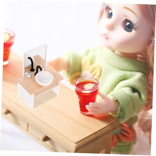 Mikinona Miniatur-Badezimmerzubehör-Set für Puppenhaus mit Dusche, WC und Waschbecken