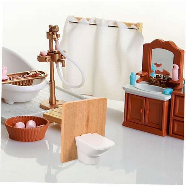 Mikinona Miniatur-Badezimmerzubehör-Set für Puppenhaus mit Dusche, WC und Waschbecken