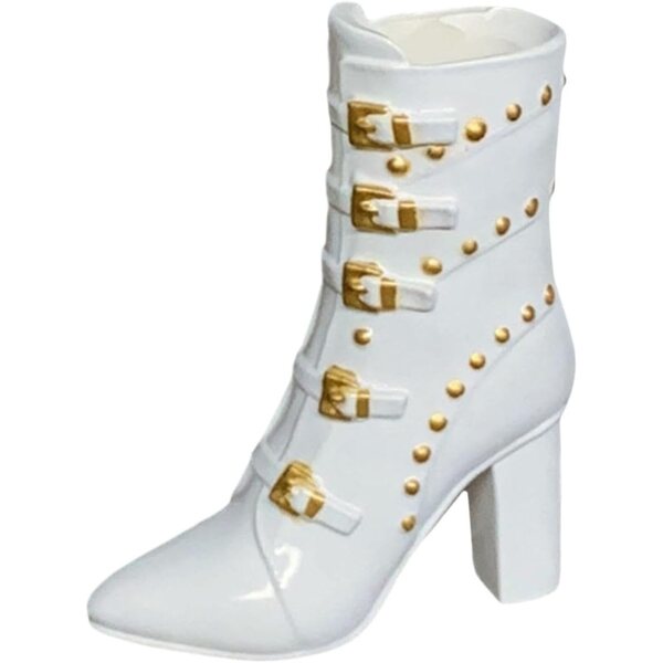 Stiefel mit dickem Absatz für 1/6 weibliche Puppe – 3 cm große weiße Schuhe