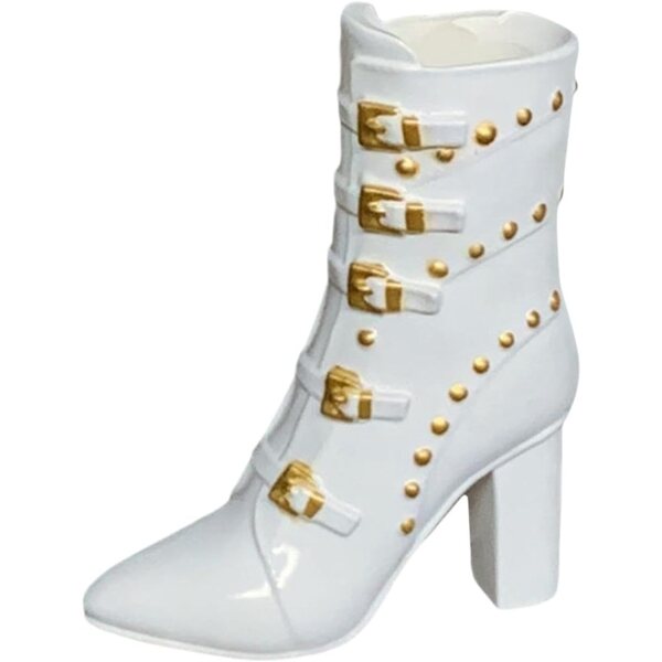 Stivali con tacco spesso per bambola femmina 1/6 - Scarpe bianche da 3 cm
