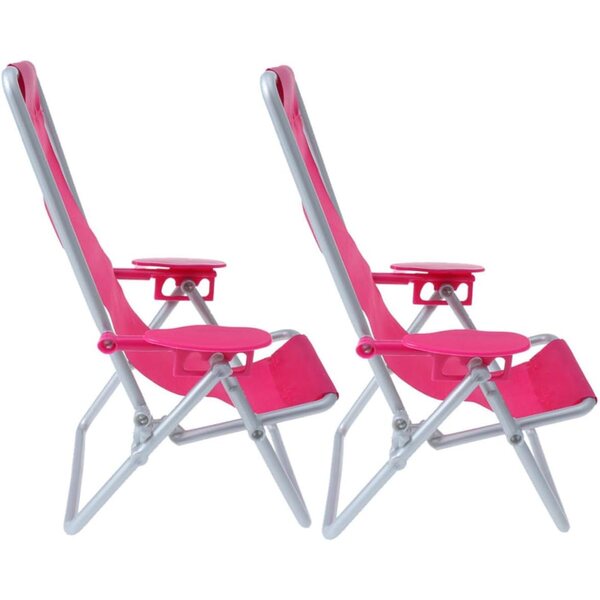 Set 2 Mini Sedie da Spiaggia Pieghevoli in ABS per Casa delle Bambole - Realistiche e Leggere