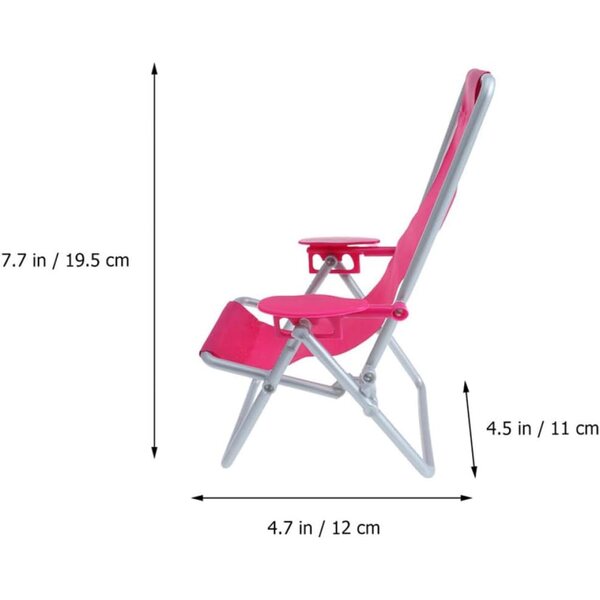 Set 2 Mini Sedie da Spiaggia Pieghevoli in ABS per Casa delle Bambole - Realistiche e Leggere
