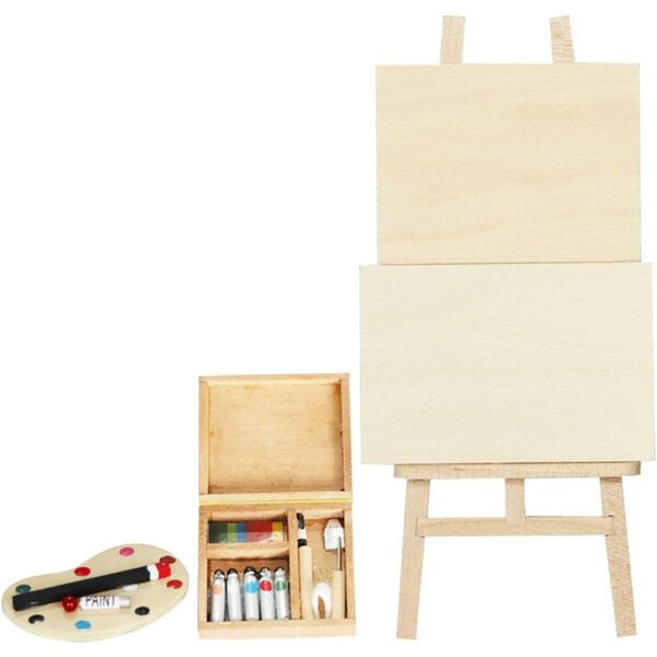 Kit Mini Cavalletto in Legno per Mini Case con Tavolozza e Pigmenti Decorativi