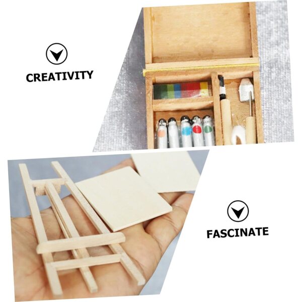 Kit Mini Cavalletto in Legno per Mini Case con Tavolozza e Pigmenti Decorativi
