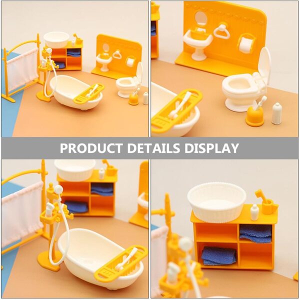 BESPORTBLE Set Mobili Bagno Miniatura per Casa delle Bambole - Plastica Realistica e Portatile