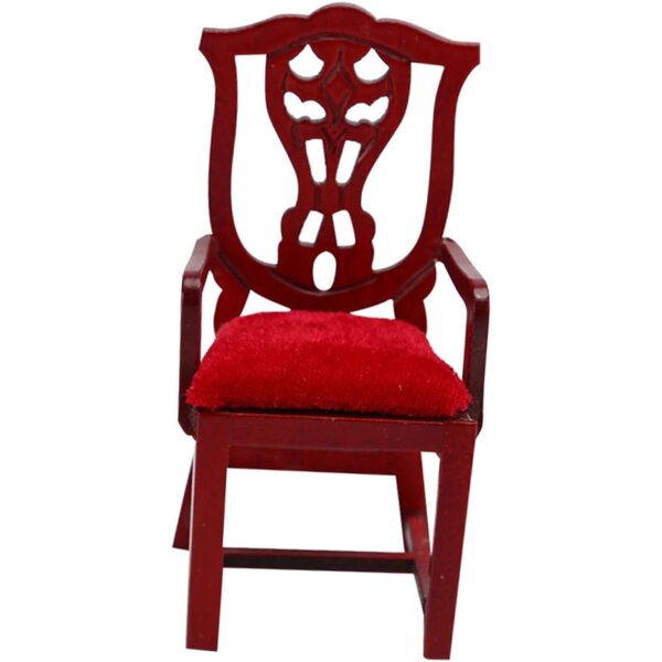 Poltrona Vintage in Miniatura per Casa delle Bambole - Sedia in Legno Rosso 9,6x4,3x4,1 cm