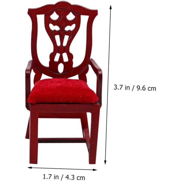 Poltrona Vintage in Miniatura per Casa delle Bambole - Sedia in Legno Rosso 9,6x4,3x4,1 cm