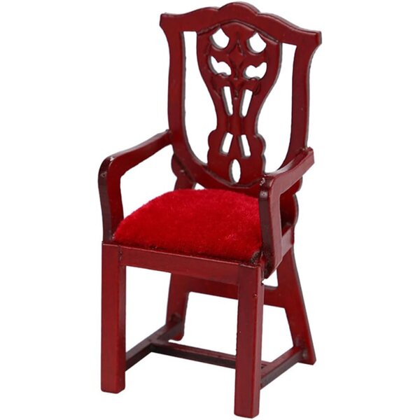 Poltrona Vintage in Miniatura per Casa delle Bambole - Sedia in Legno Rosso 9,6x4,3x4,1 cm