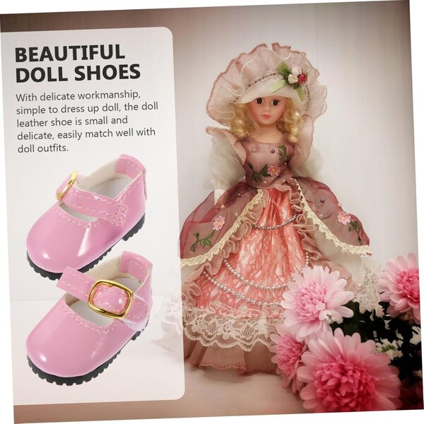 Scarpe in PU Rosa per Bambola 15 cm, Mini Scarpe Comfort e Design Carino