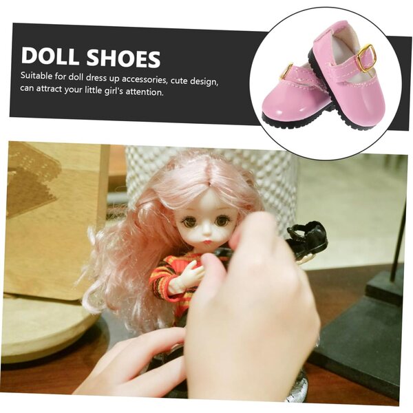 Scarpe in PU Rosa per Bambola 15 cm, Mini Scarpe Comfort e Design Carino