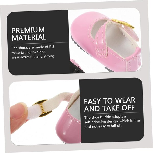 Scarpe in PU Rosa per Bambola 15 cm, Mini Scarpe Comfort e Design Carino
