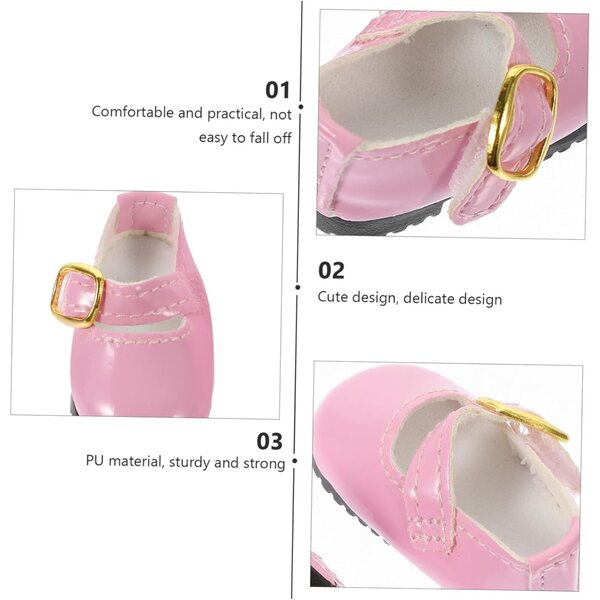 Scarpe in PU Rosa per Bambola 15 cm, Mini Scarpe Comfort e Design Carino