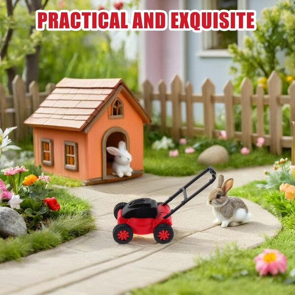 Didiseaon 1:18 Miniatur-Spielzeug-Rasenmäher für Puppenhaus und Landschaft