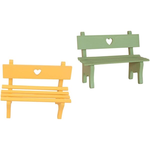 Mini Panca Legno 2 Pezzi per Casa delle Bambole e Giardino Decorativo