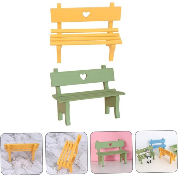 Mini Panca Legno 2 Pezzi per Casa delle Bambole e Giardino Decorativo