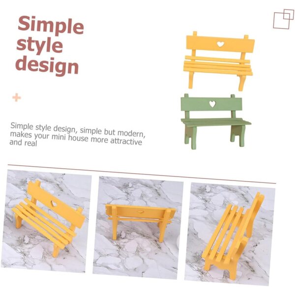 Mini Panca Legno 2 Pezzi per Casa delle Bambole e Giardino Decorativo