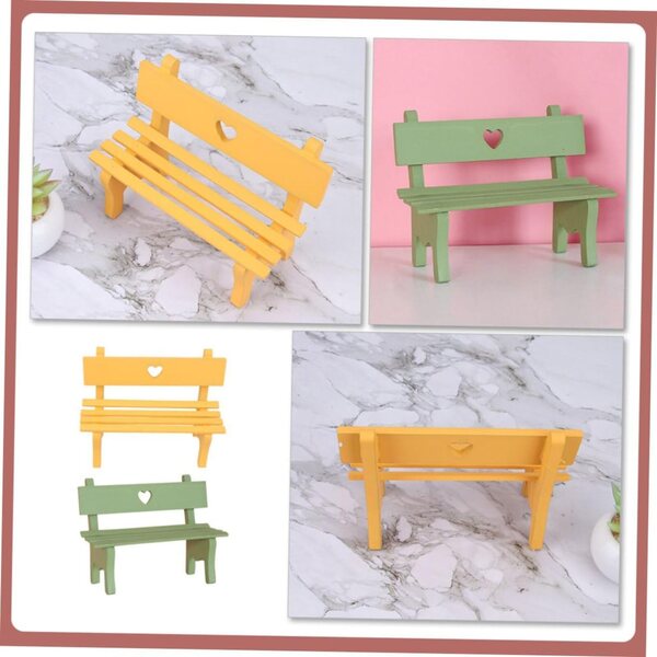 Mini Panca Legno 2 Pezzi per Casa delle Bambole e Giardino Decorativo