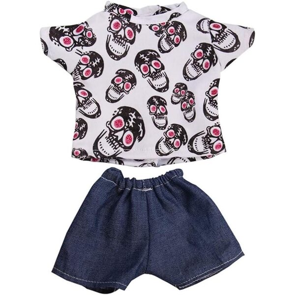 Abbigliamento estivo per bambole 46 cm - T-shirt teschio e short in jeans casual