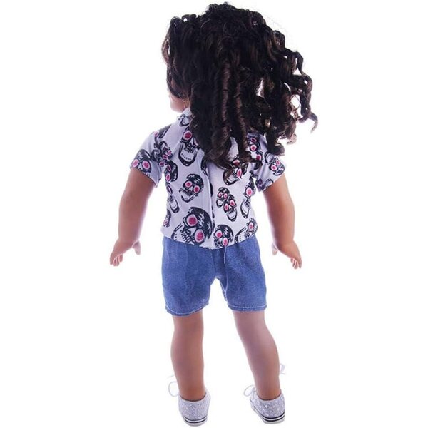 Abbigliamento estivo per bambole 46 cm - T-shirt teschio e short in jeans casual