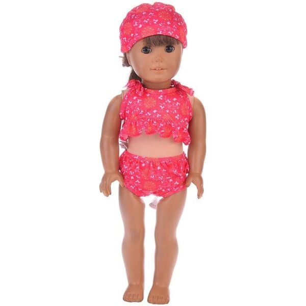Badeanzug mit Hut für amerikanische Puppen 46 cm – Komplettset #B