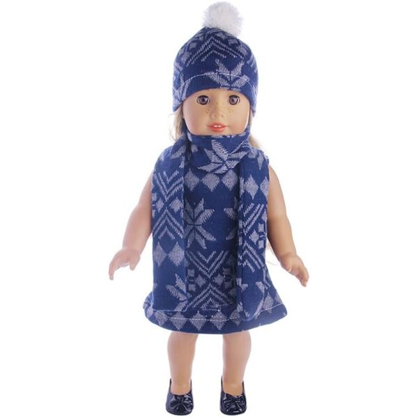 Abbigliamento per bambola americana 46 cm: vestito, cappello e sciarpa Uteruik