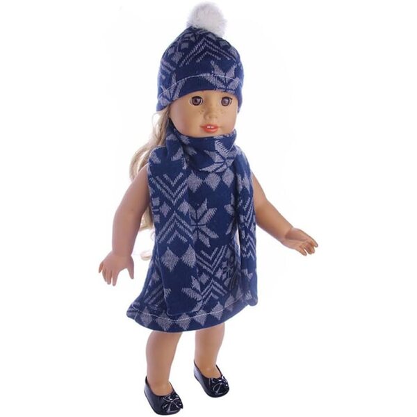 Abbigliamento per bambola americana 46 cm: vestito, cappello e sciarpa Uteruik
