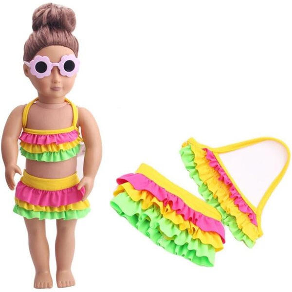 Badeanzug für 46 cm Puppen – Maillot und sehr kurzer Rock Uteruik